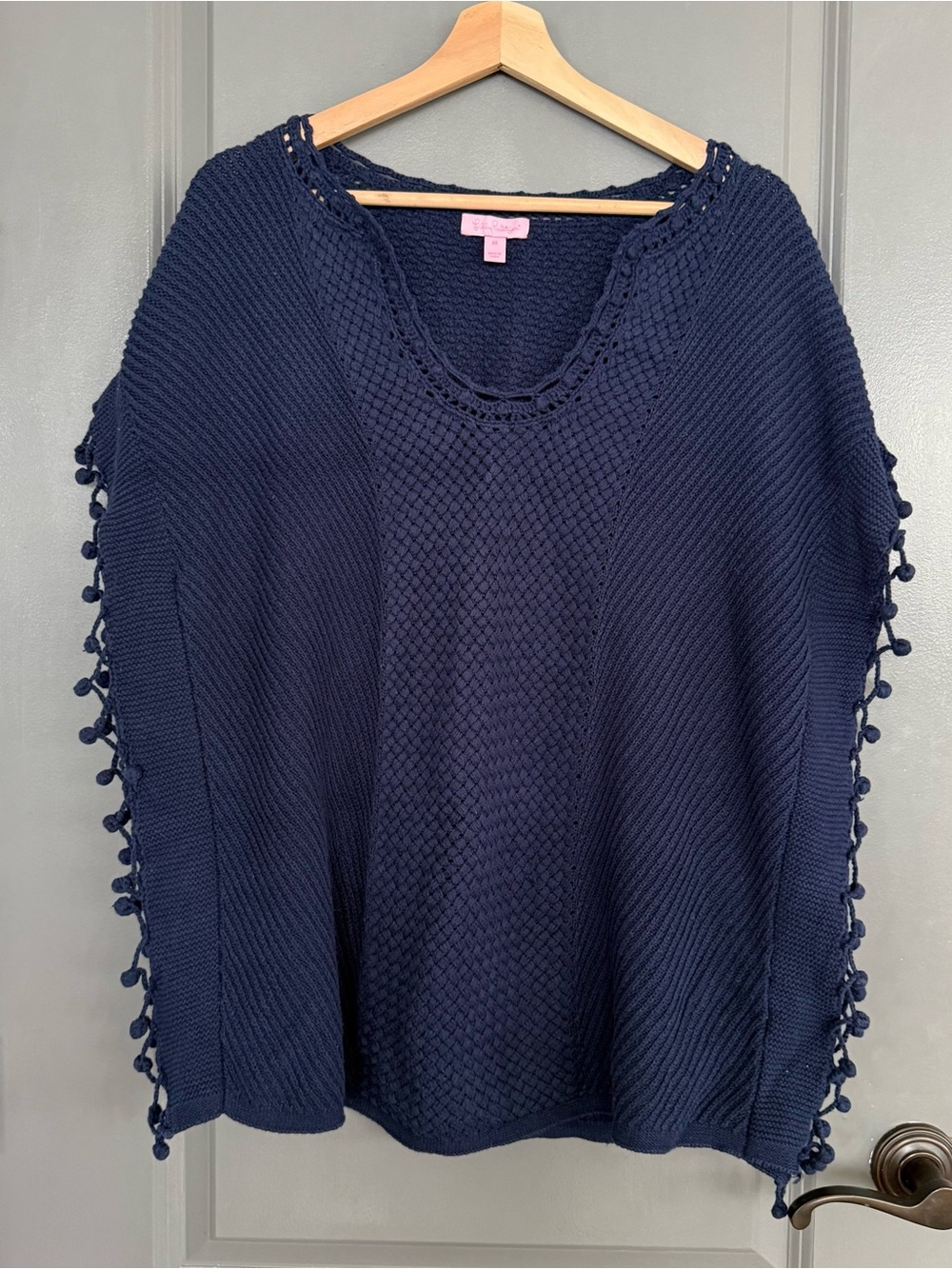 Lilly Pulitzer Navy Blue Knit Pom Pom Keating Sweater